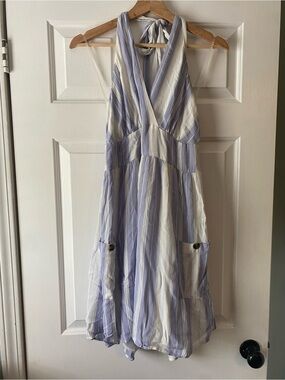 American Eagle Outfitters Lilac and White Striped Halter Dress
